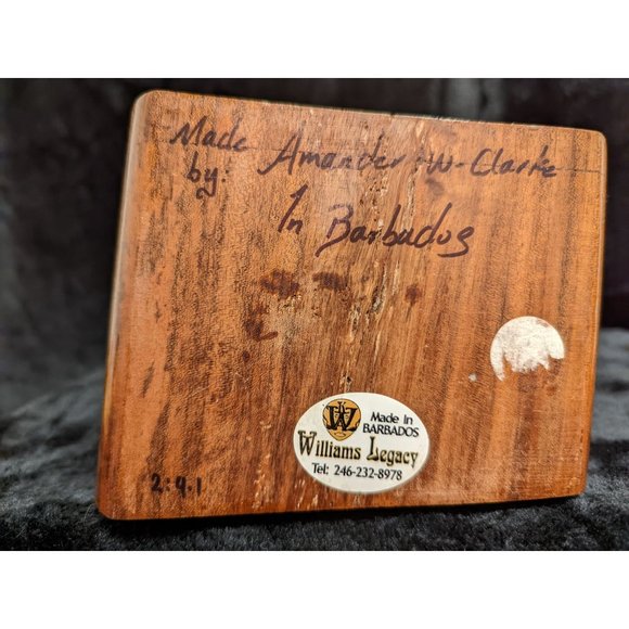 Handcrafted Wooden Mahogany Jewelry Trinket Box Barbados Williams Legacy - Picture 7 of 10